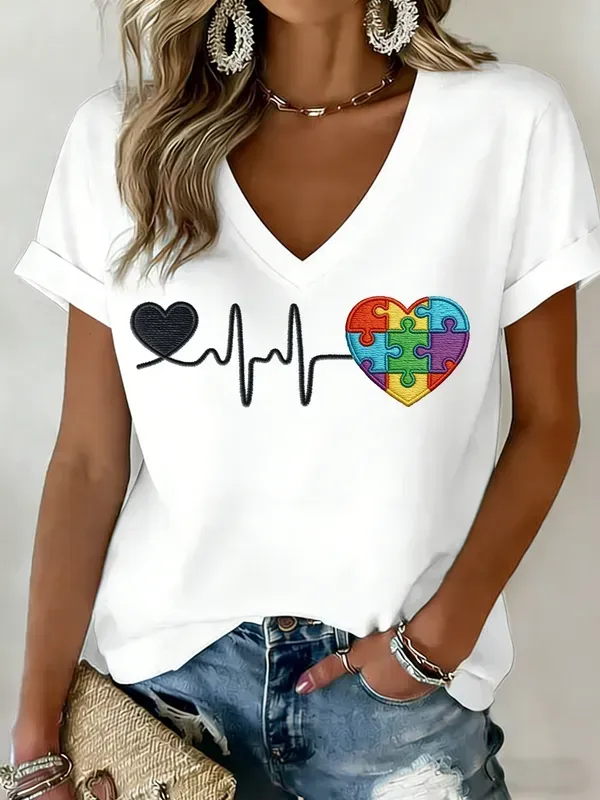 Women's Autism Awareness Print T-shirt