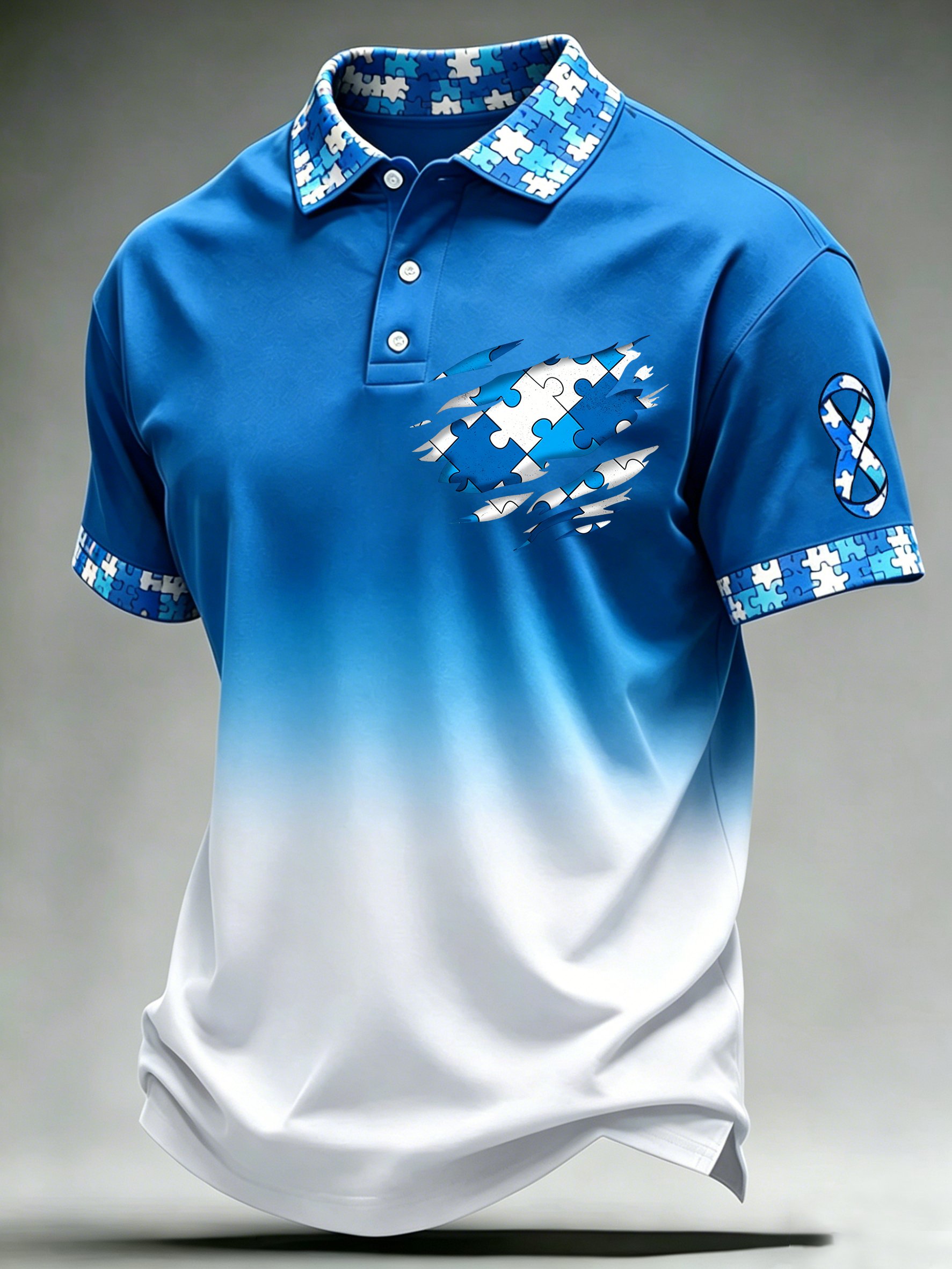 Men's Autism-Themed Printed Polo Shirt