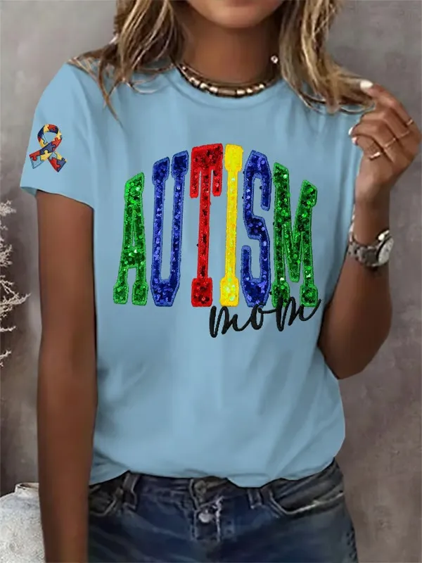 Women's Autism Awareness Print T-shirt
