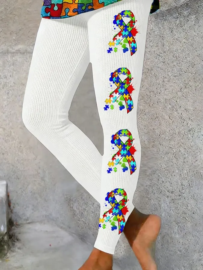 Women's Retro Autism Awareness Print Leggings
