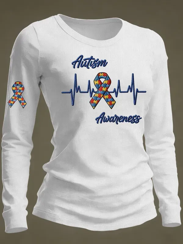 Women's Casual Autism Awareness T-shirt
