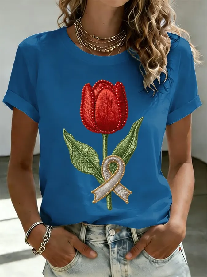 Women's Parkinson's Awareness Print T-shirt 