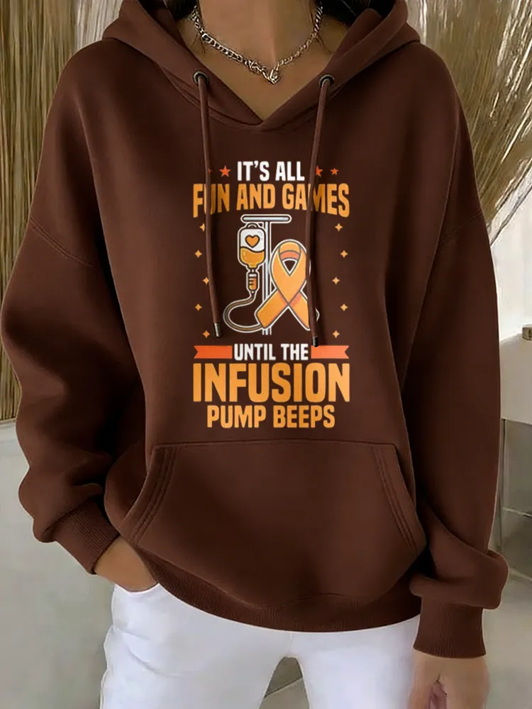 Multiple Sclerosis Awareness Until The Infusion Pump Pumps Printed Hoodie