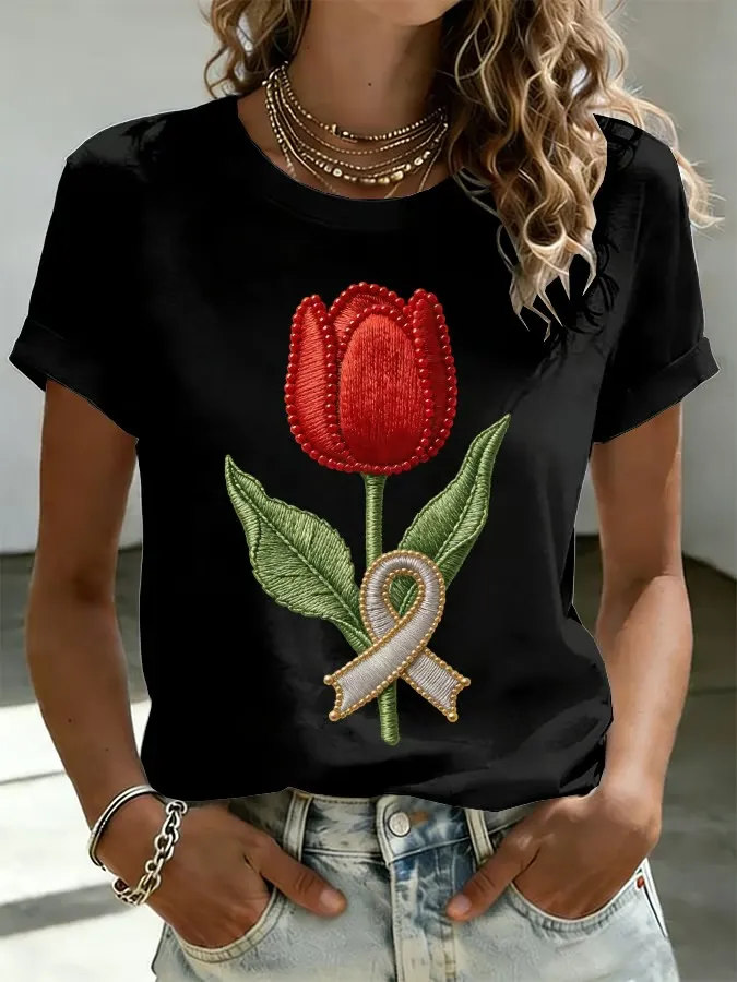 Women's Parkinson's Awareness Print T-shirt 