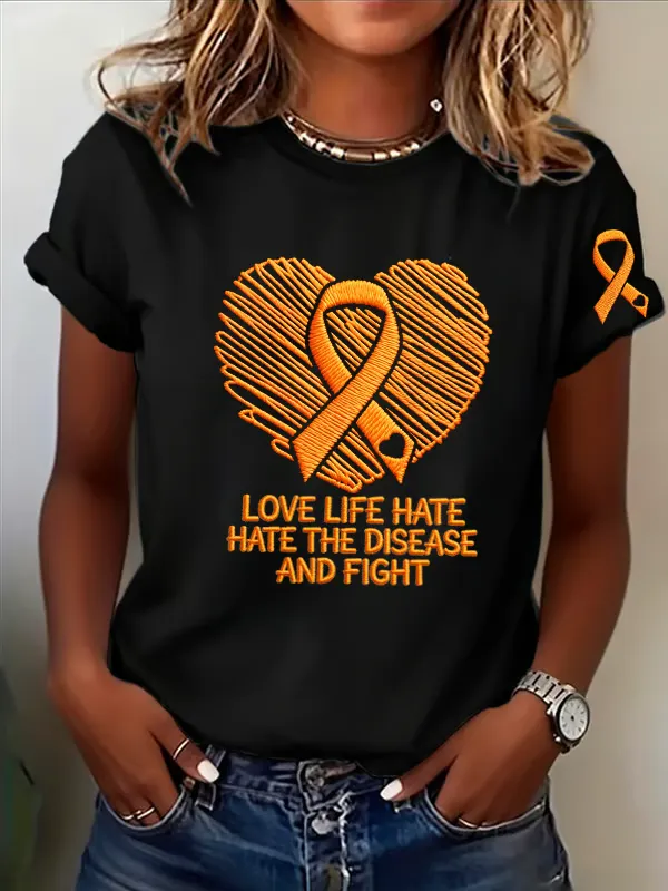 Women'S Casual Printed Short-Sleeve T-Shirt With Awareness Of Primary Sclerosis