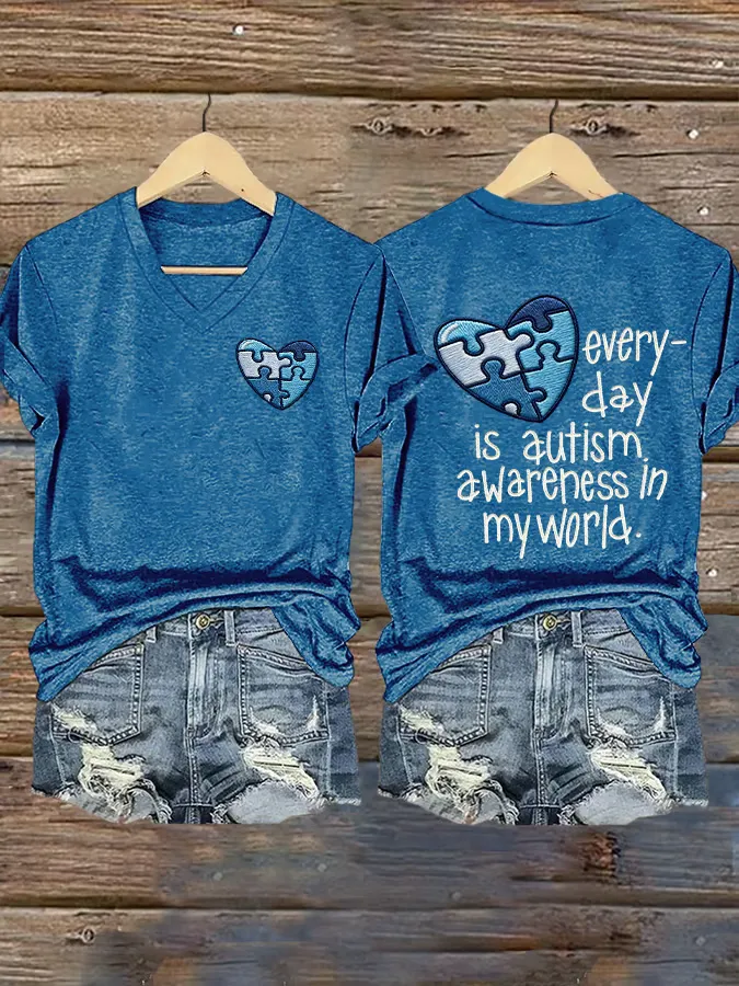Women's Casual Autism Awareness T-Shirt