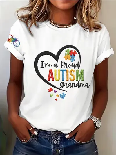 Women's Autism I'm A Proud Grandma Print Top