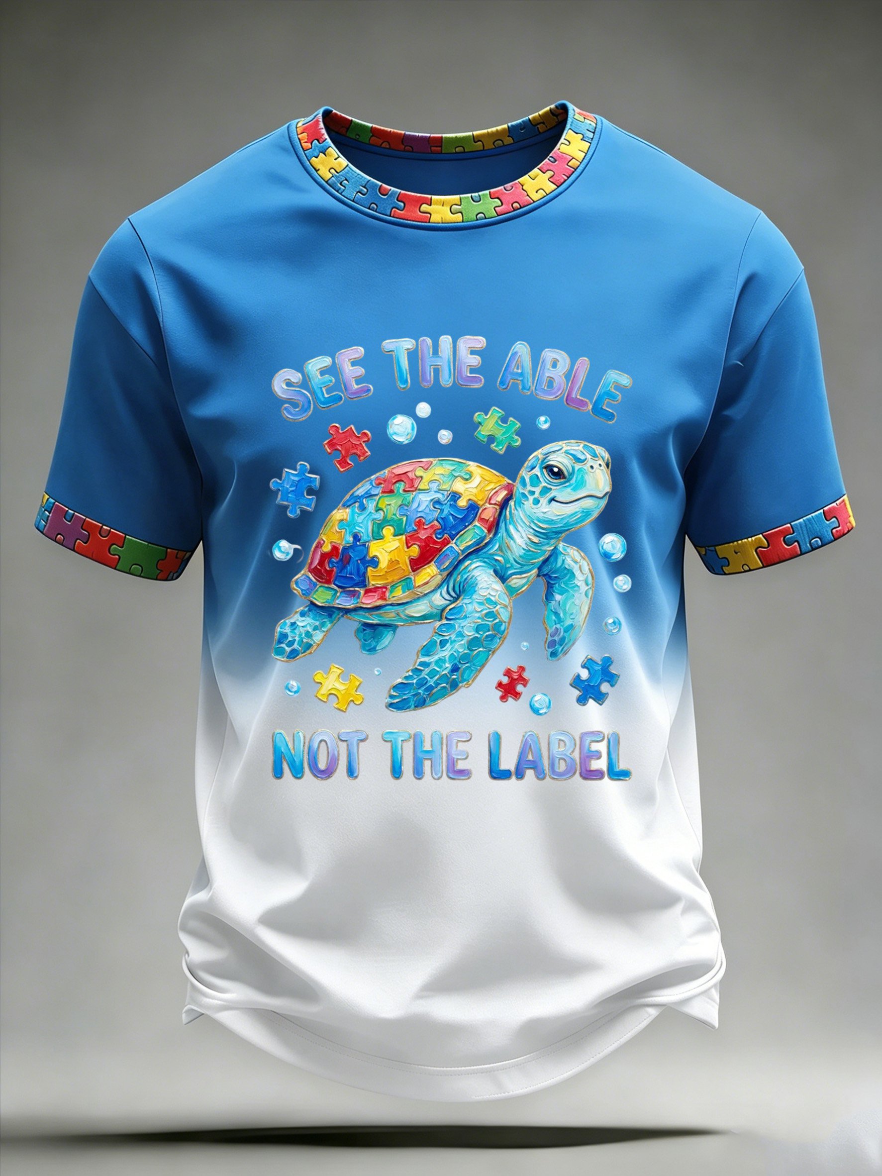 Men's Autism-Themed Printed Casual Top