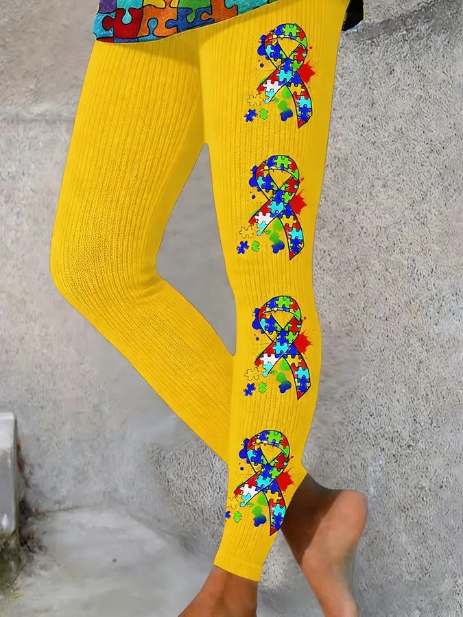 Women's Retro Autism Awareness Print Leggings