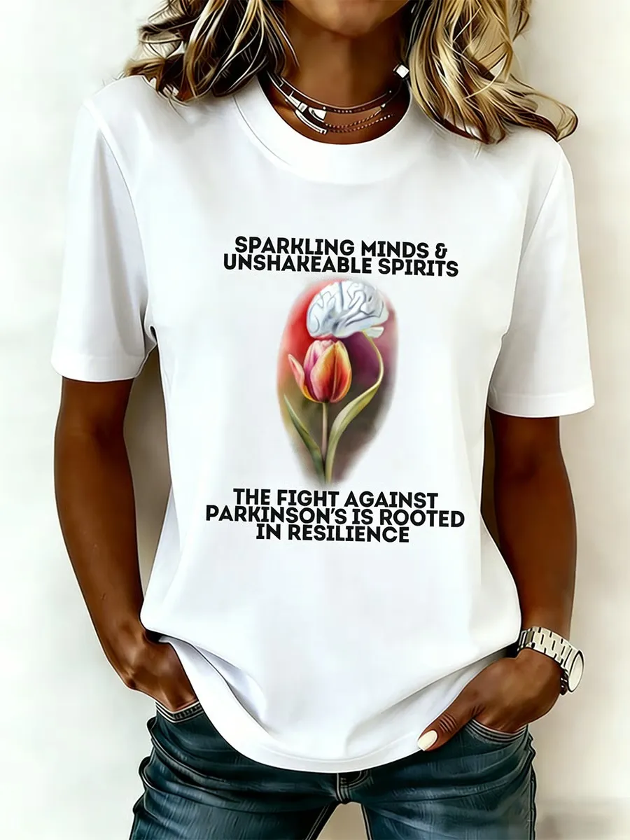 Tulip Brain Print Parkinson's Awareness T-shirt
