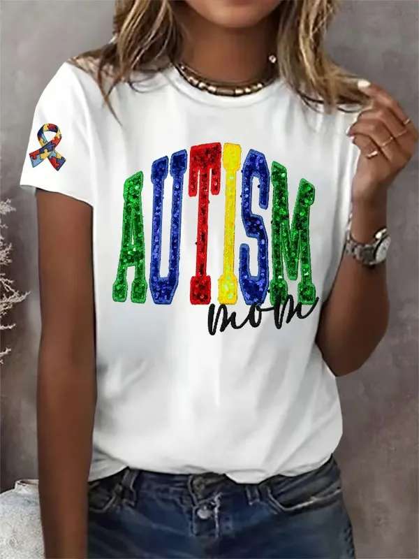 Women's Autism Awareness Print T-shirt