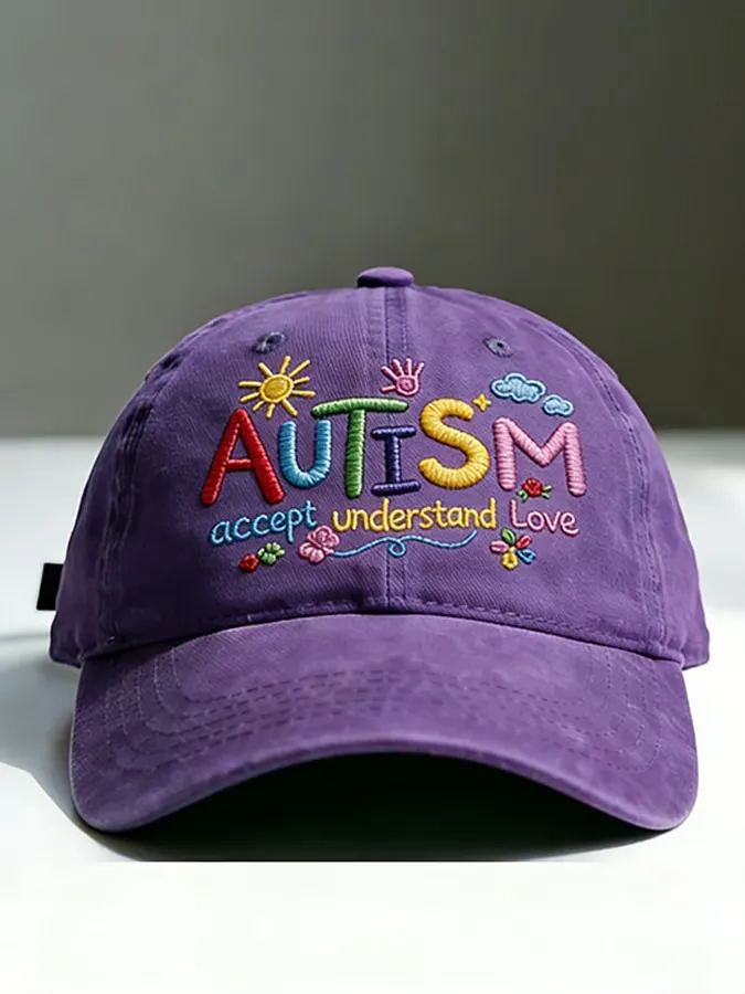 Unisex Retro Autism Accept Understand Love Printed Hat