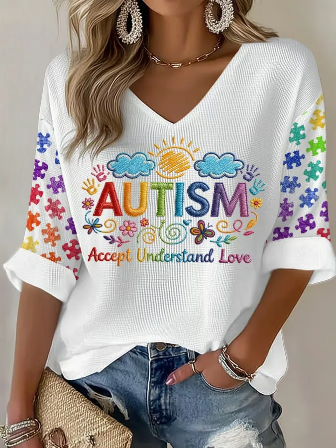 Women's Autism Awareness Print Top