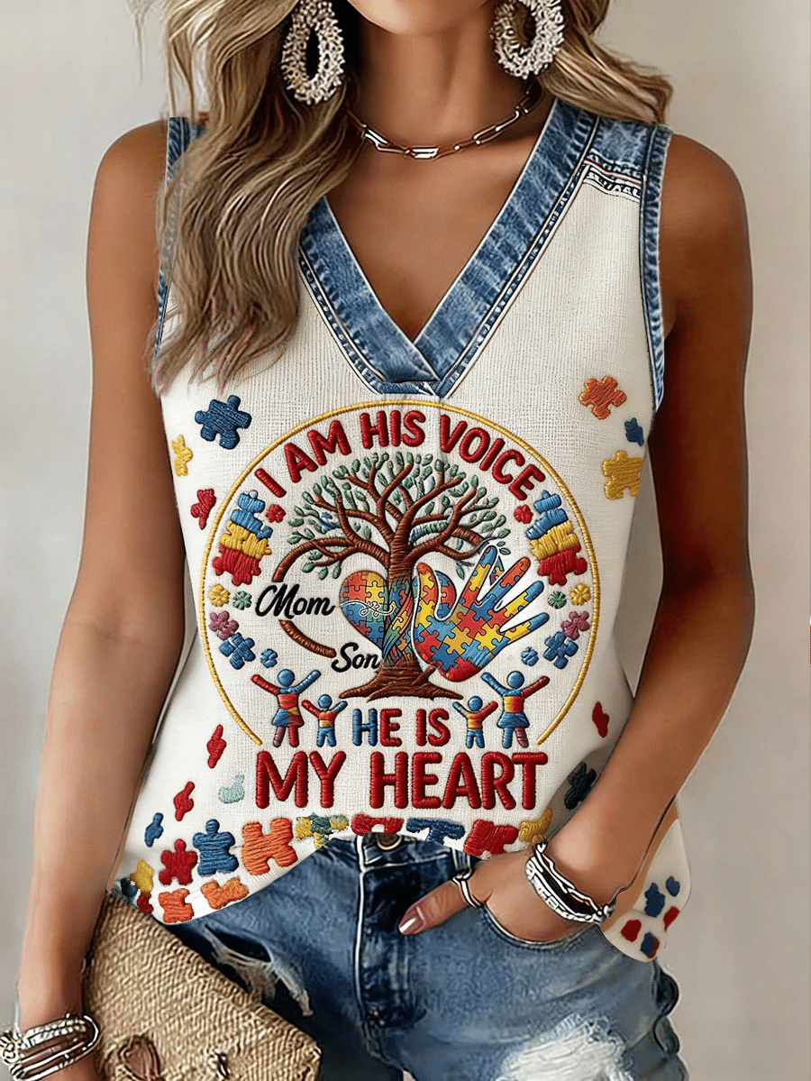 Women'S Vintage Autism Print Vest
