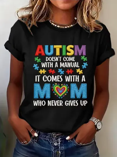 Women's Autism Doesn't Come With A Manual It Comes With A Mom Who Doesn't Give Up Print Top