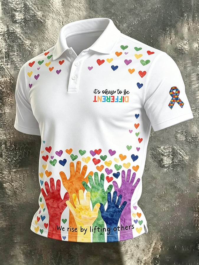 Men's Autism-Themed Printed Polo Shirt
