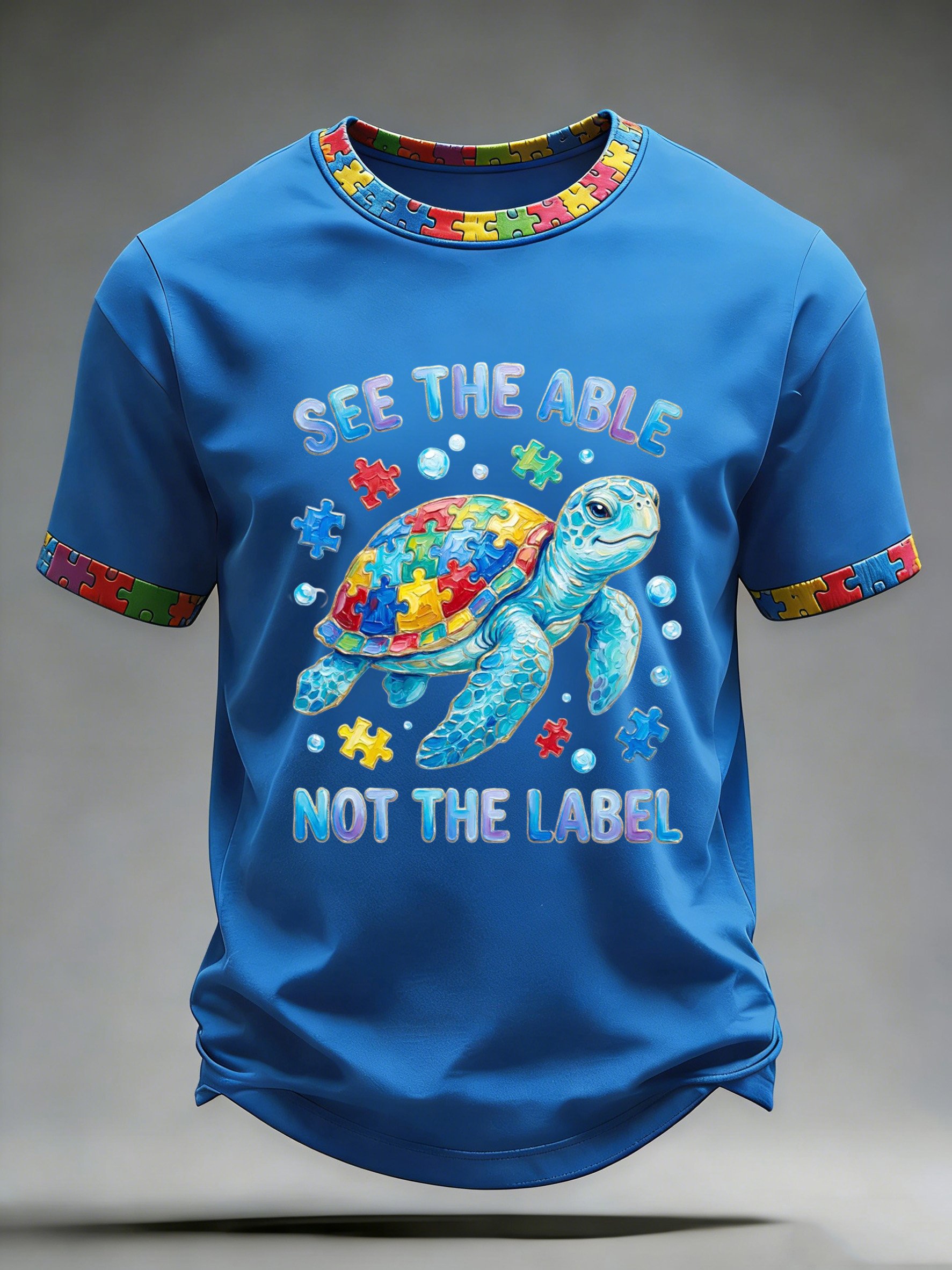 Men's Autism-Themed Printed Casual Top