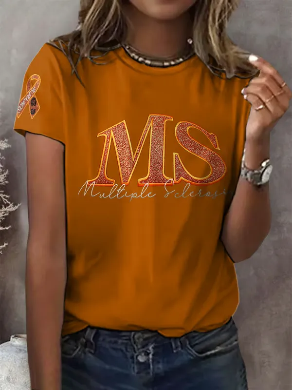 Women'S Casual Printed Short-Sleeve T-Shirt With Awareness Of Primary Sclerosis