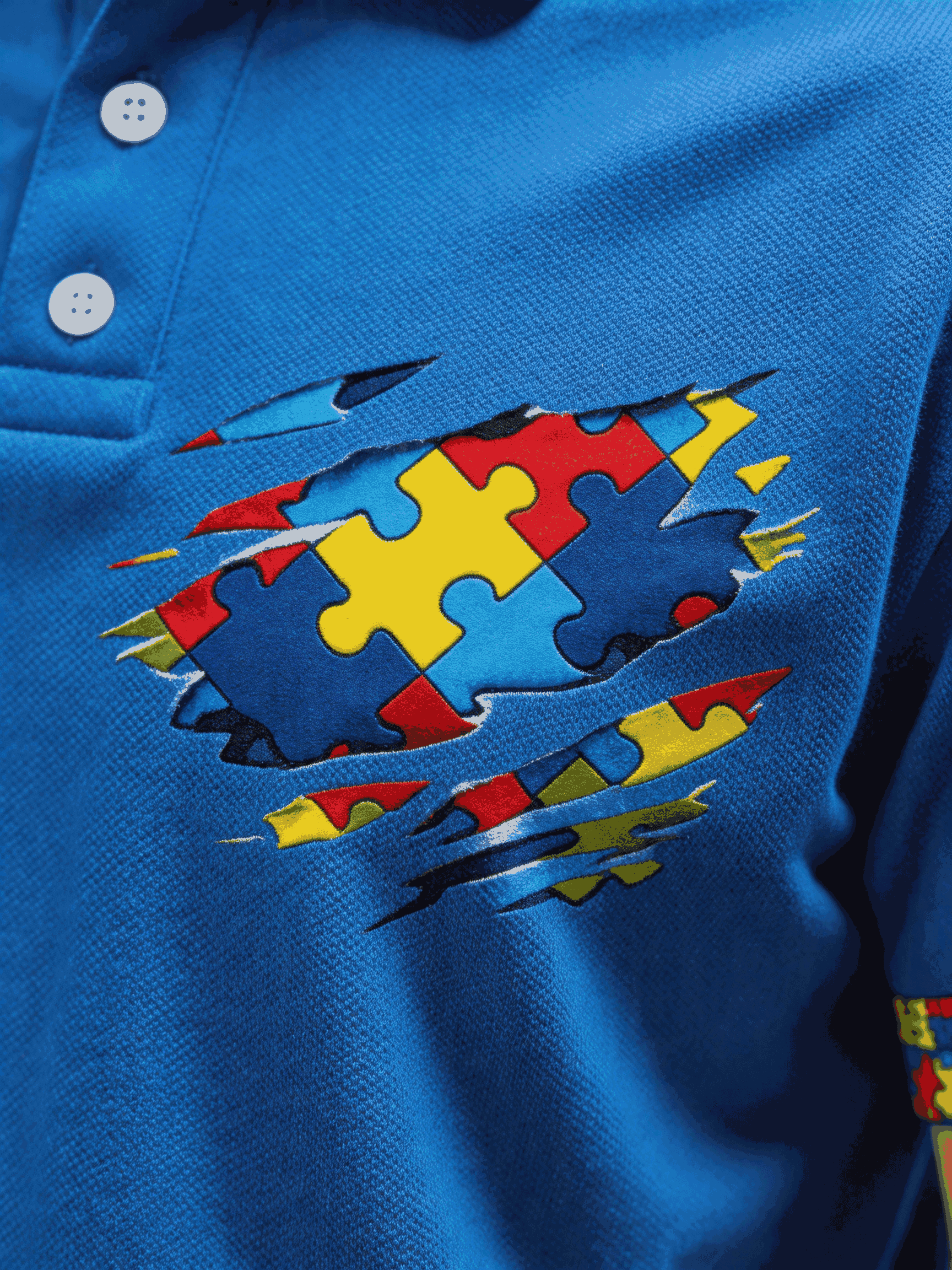Men's Autism-Themed Printed Polo Shirt