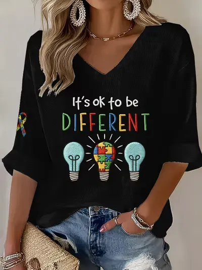 Women's Autism Awareness It's Ok To Be Different Print Top