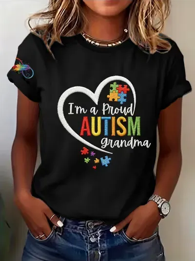 Women's Autism I'm A Proud Grandma Print Top