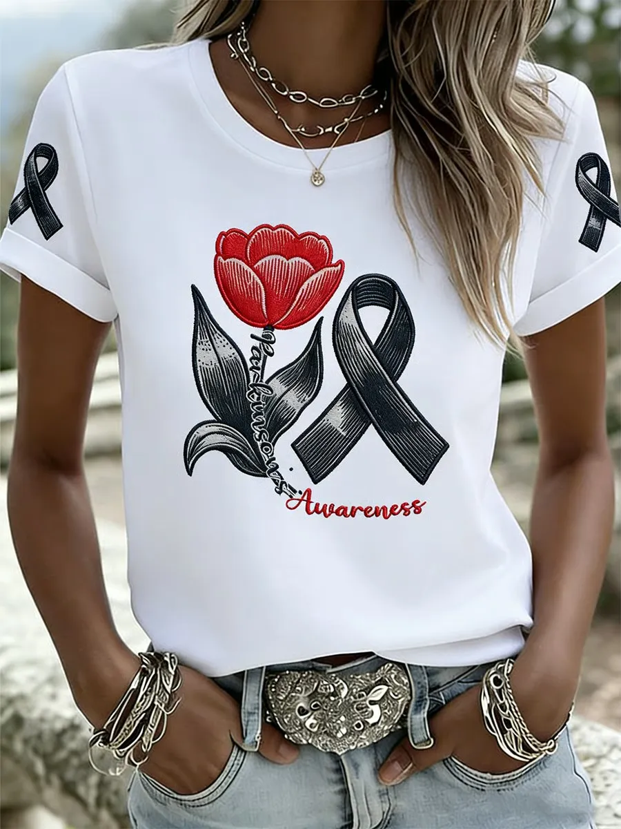 Parkinson's Awareness Shirt Red Tulip Ribbon Support Tee
