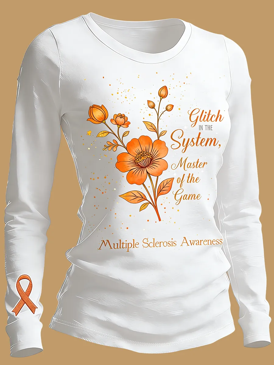 Women's Multiple Sclerosis Awareness Glitch In The System Master Of The Game Prints T-Shirt