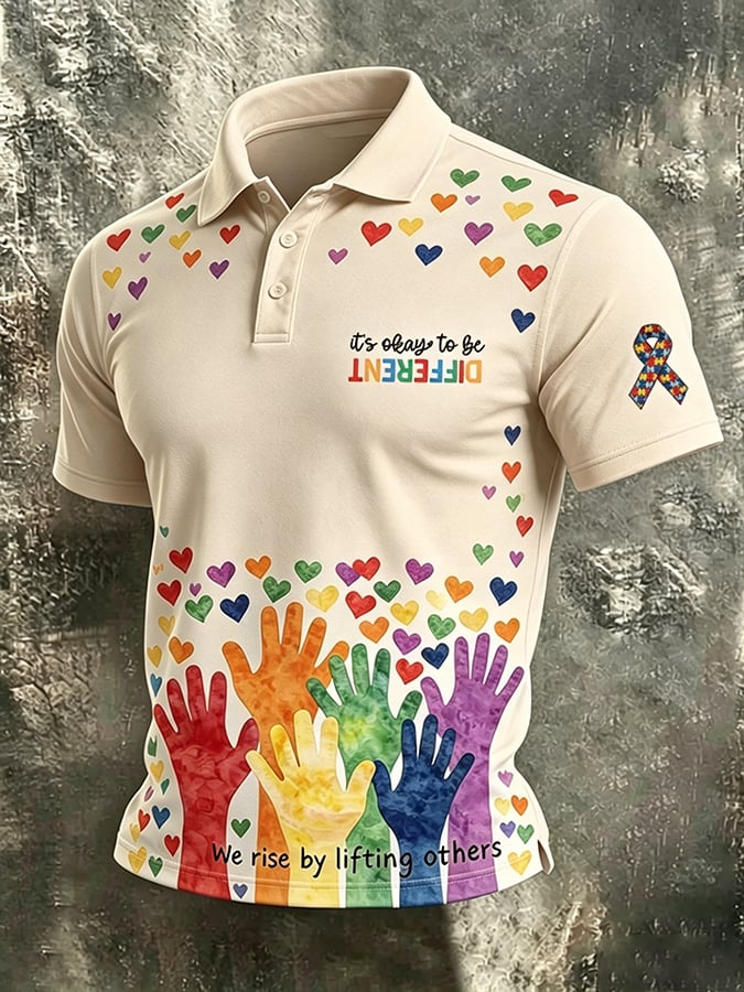 Men's Autism-Themed Printed Polo Shirt