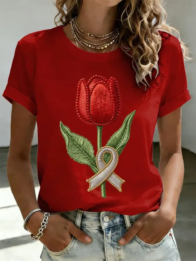 Women's Parkinson's Awareness Print T-shirt 