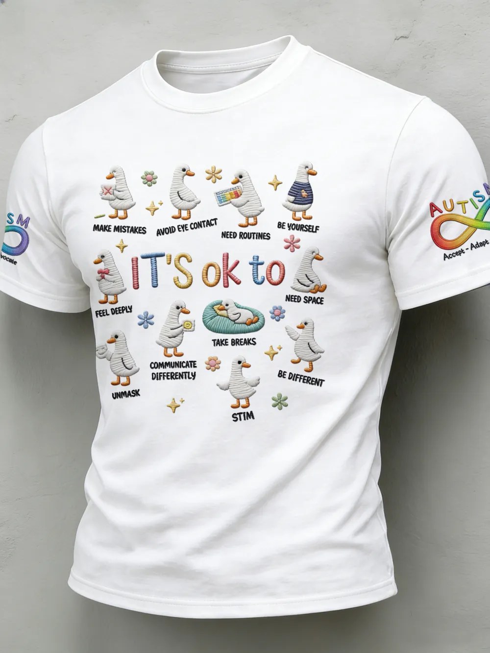 Men'S Leisure Attention Autism Reception Understanding Love Public Welfare Printed Round Neck T-Shirt