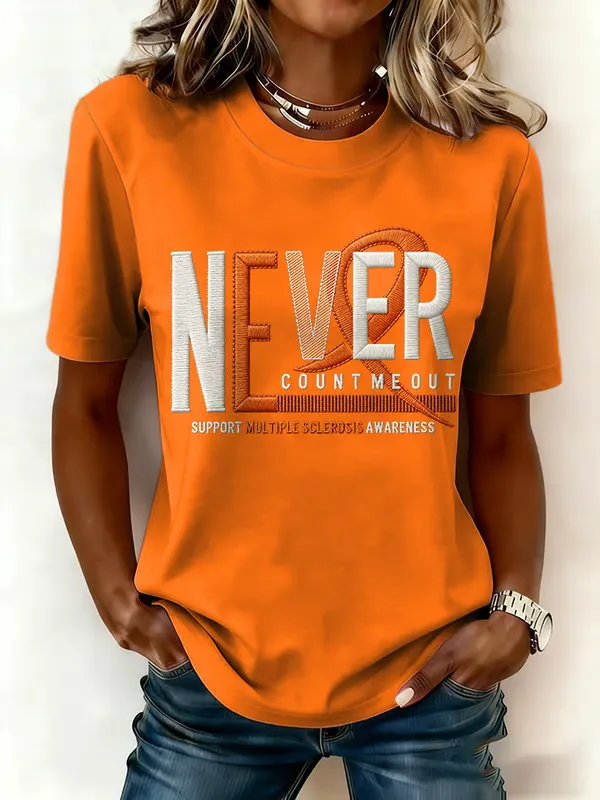 Women'S Casual Printed Short-Sleeve T-Shirt With Awareness Of Primary Sclerosis