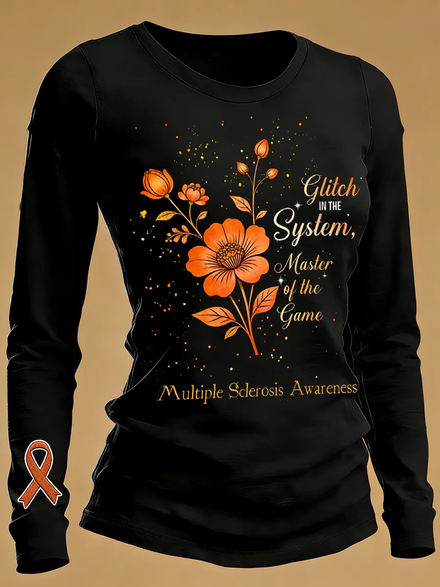 Women's Multiple Sclerosis Awareness Glitch In The System Master Of The Game Prints T-Shirt