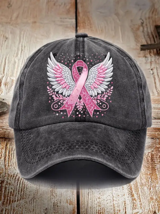 Unisex Breast Cancer Ribbon Print Baseball Cap