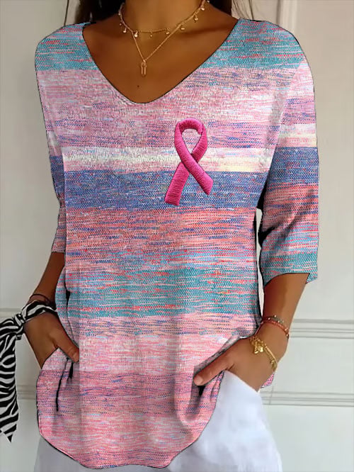 Women's Retro Pink Gradient Art Print Shirt