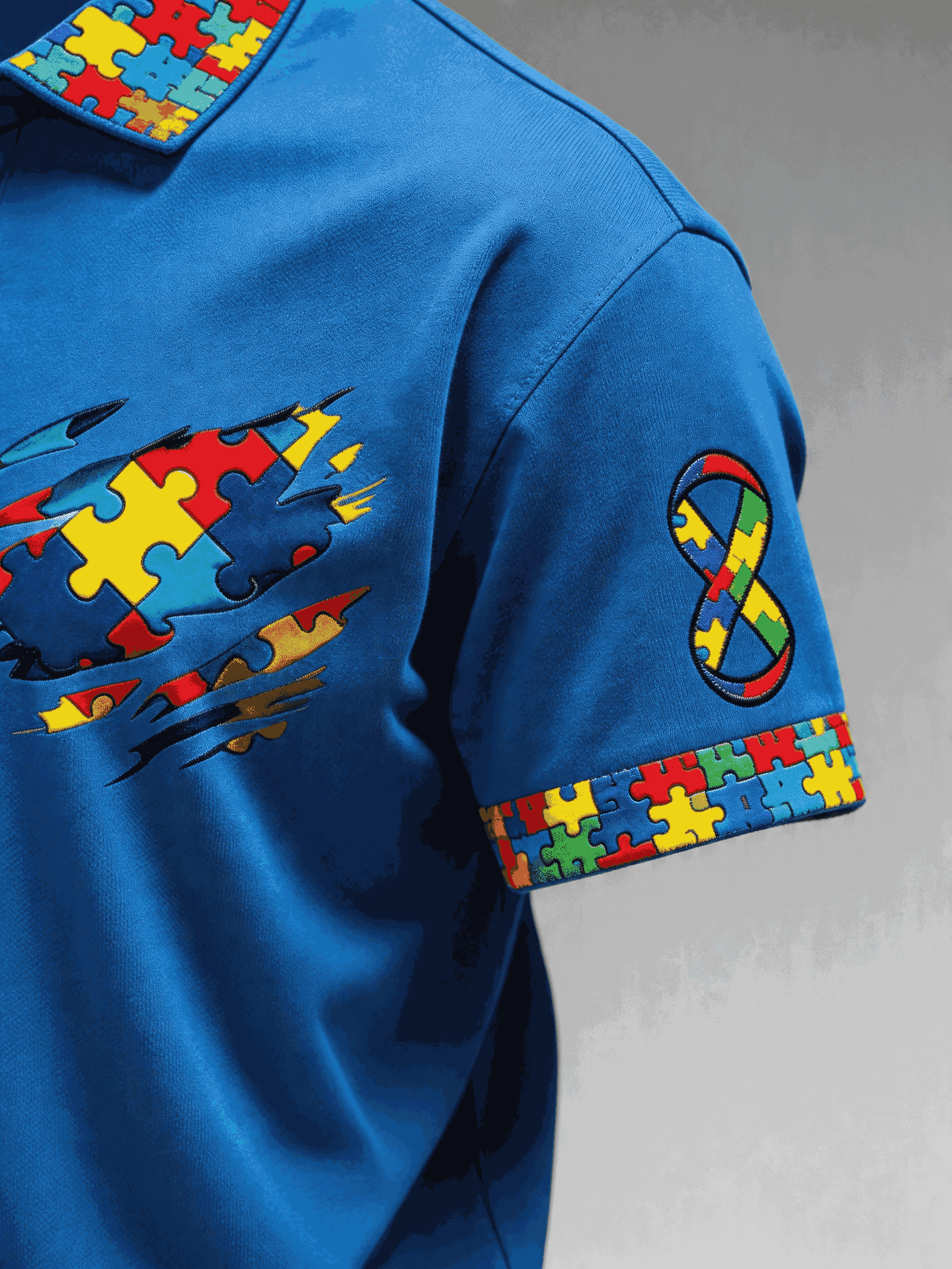 Men's Autism-Themed Printed Polo Shirt