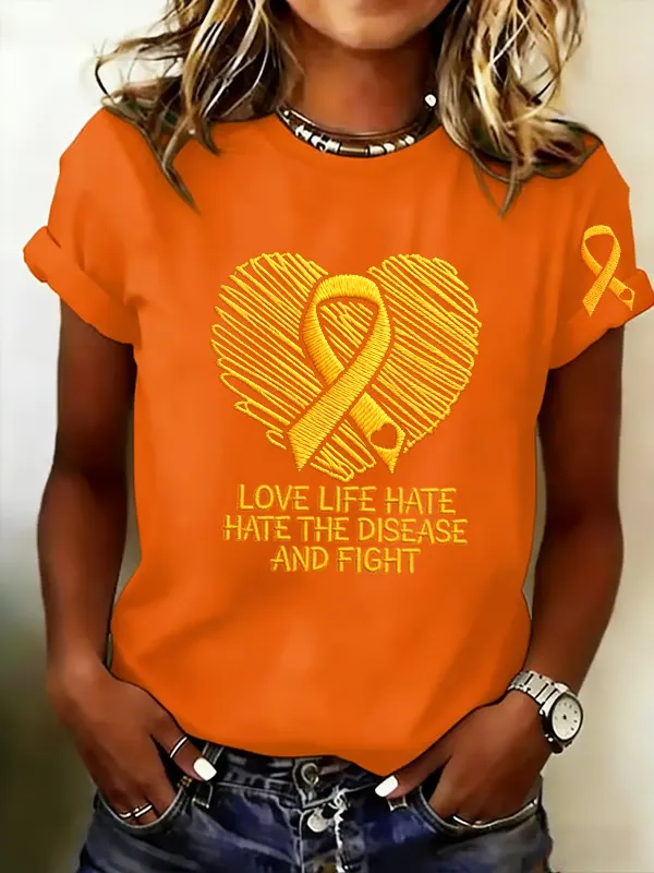 Women'S Casual Printed Short-Sleeve T-Shirt With Awareness Of Primary Sclerosis