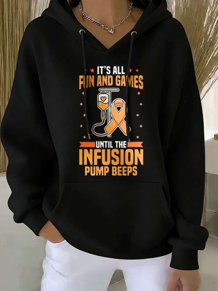 Multiple Sclerosis Awareness Until The Infusion Pump Pumps Printed Hoodie