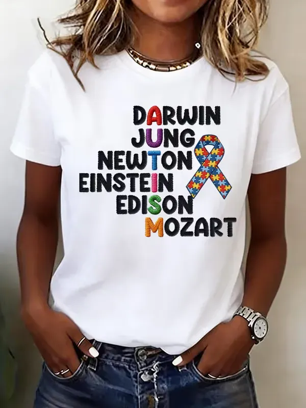 Women's Casual Autism Awareness T-shirt