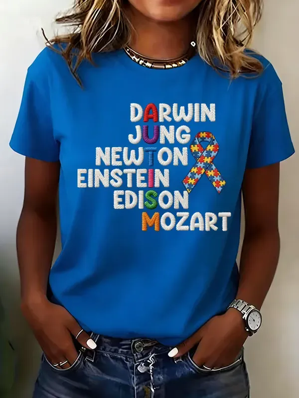 Women's Casual Autism Awareness T-shirt