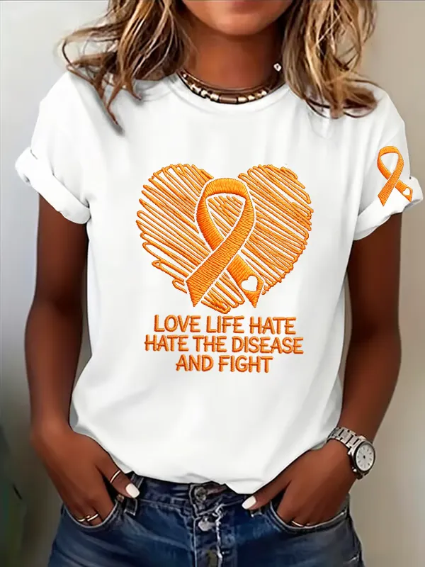 Women'S Casual Printed Short-Sleeve T-Shirt With Awareness Of Primary Sclerosis