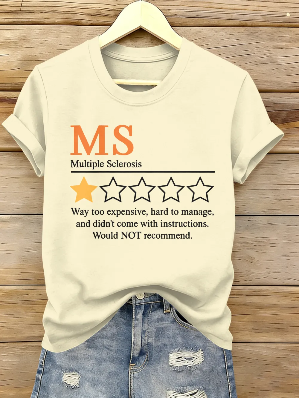 Women's Multiple Sclerosis Awareness I'm Giving MS A One-star Printed Short-sleeved T-shirt.