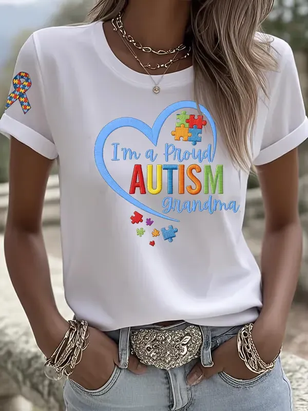 Women's Casual Autism Awareness T-shirt