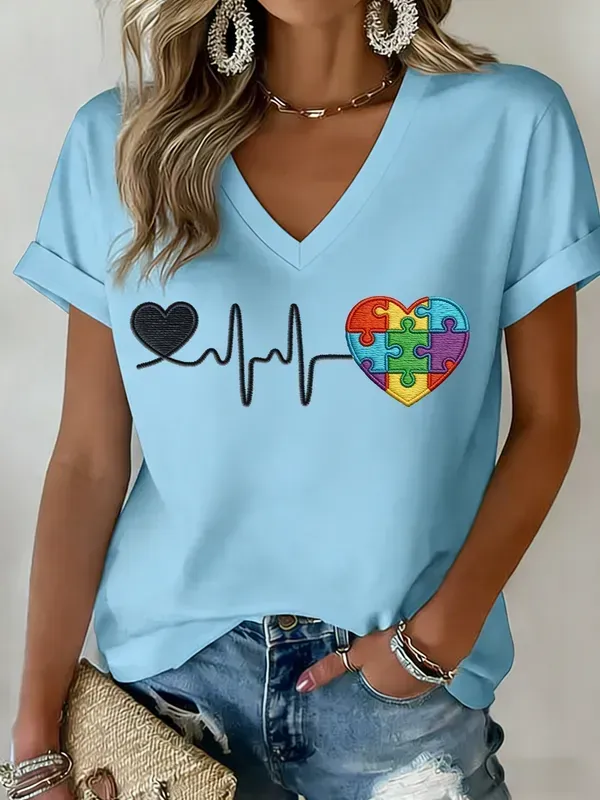 Women's Autism Awareness Print T-shirt