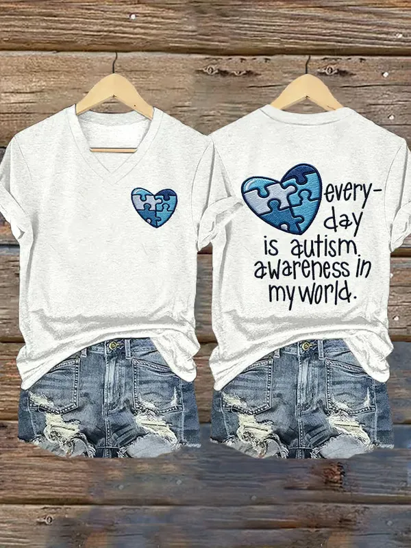 Women's Casual Autism Awareness T-Shirt