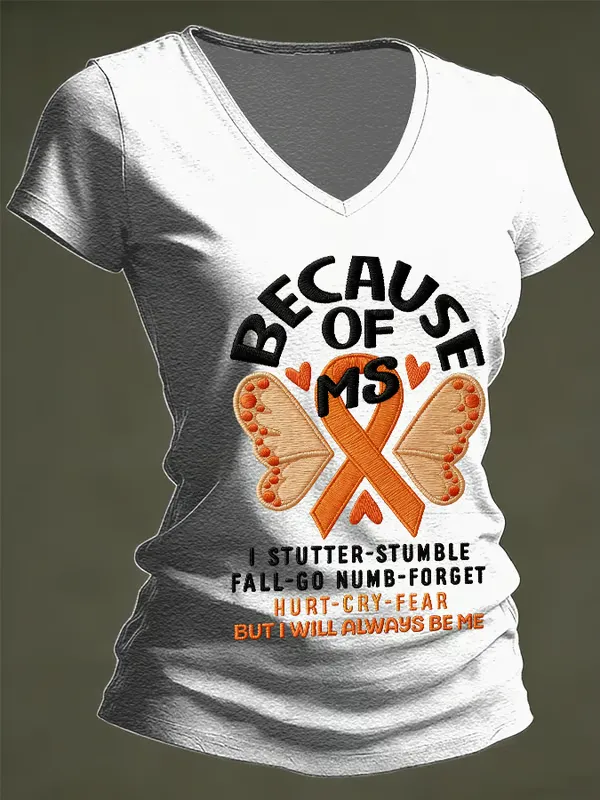Women's Casual Multiple Sclerosis Awareness Printed T-Shirt