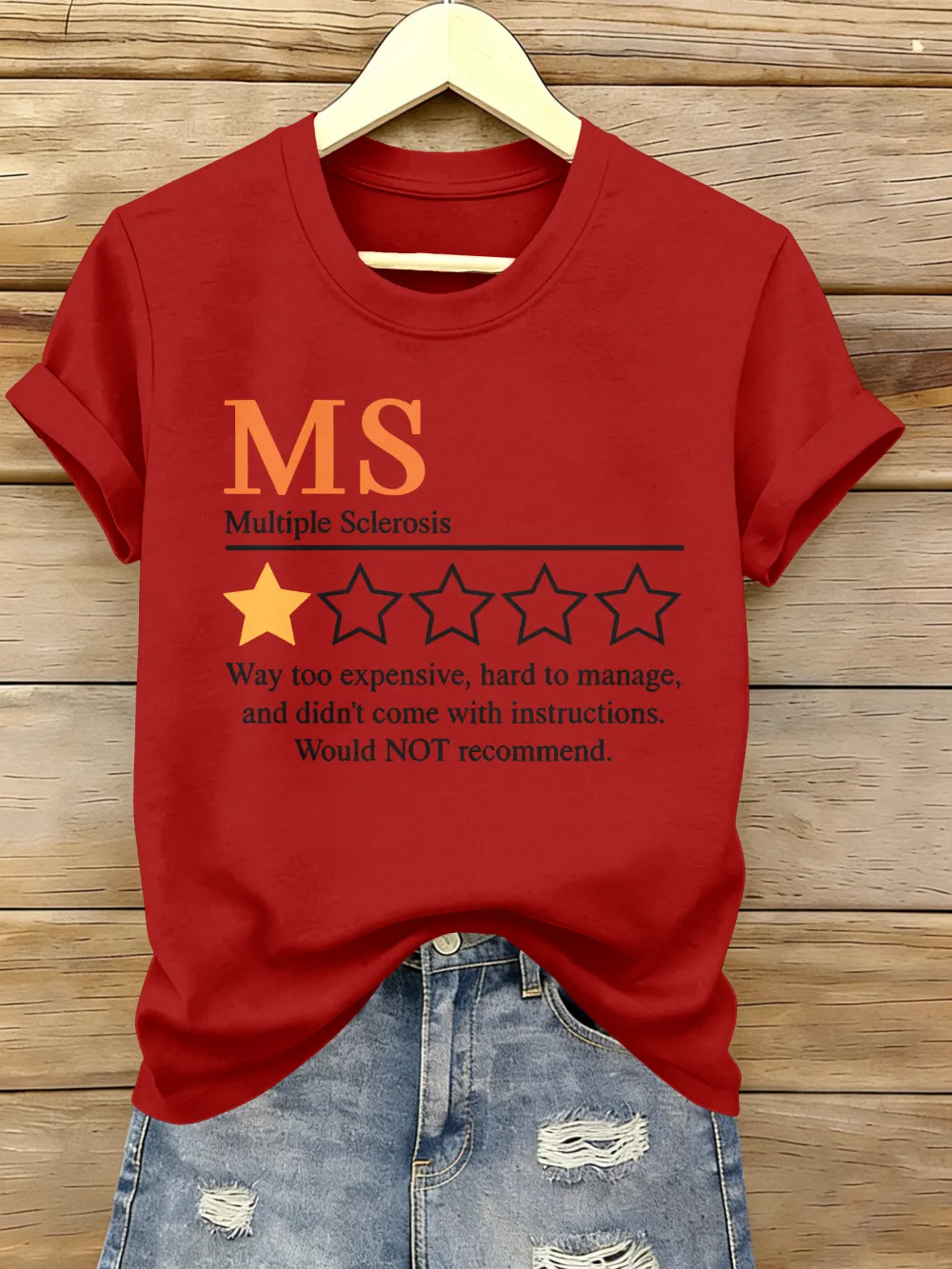 Women's Multiple Sclerosis Awareness I'm Giving MS A One-star Printed Short-sleeved T-shirt.