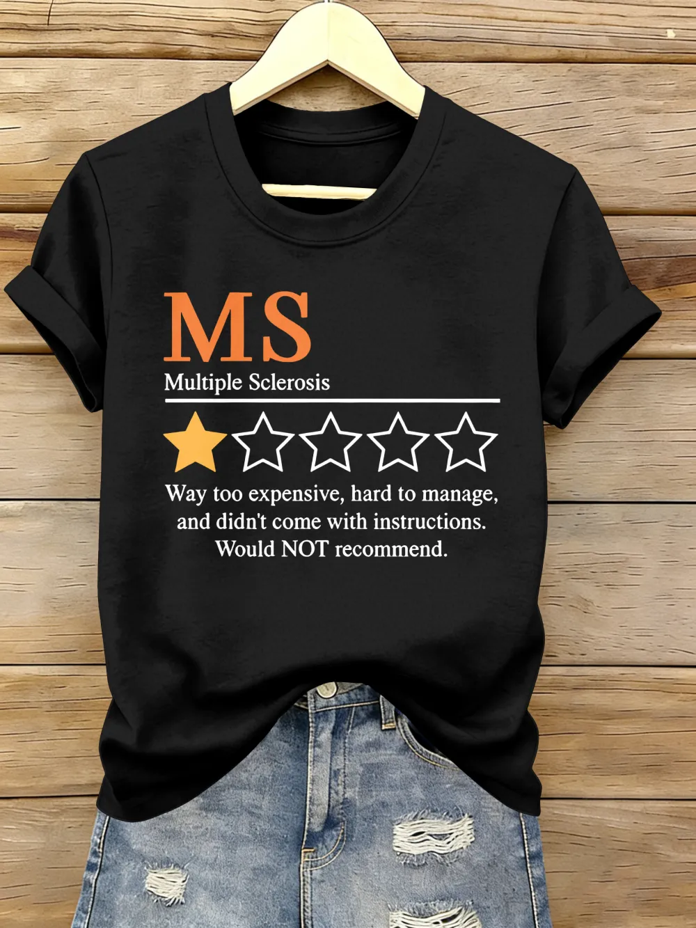Women's Multiple Sclerosis Awareness I'm Giving MS A One-star Printed Short-sleeved T-shirt.