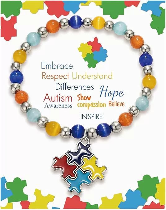 Autism Rainbow Puzzle Bracelet