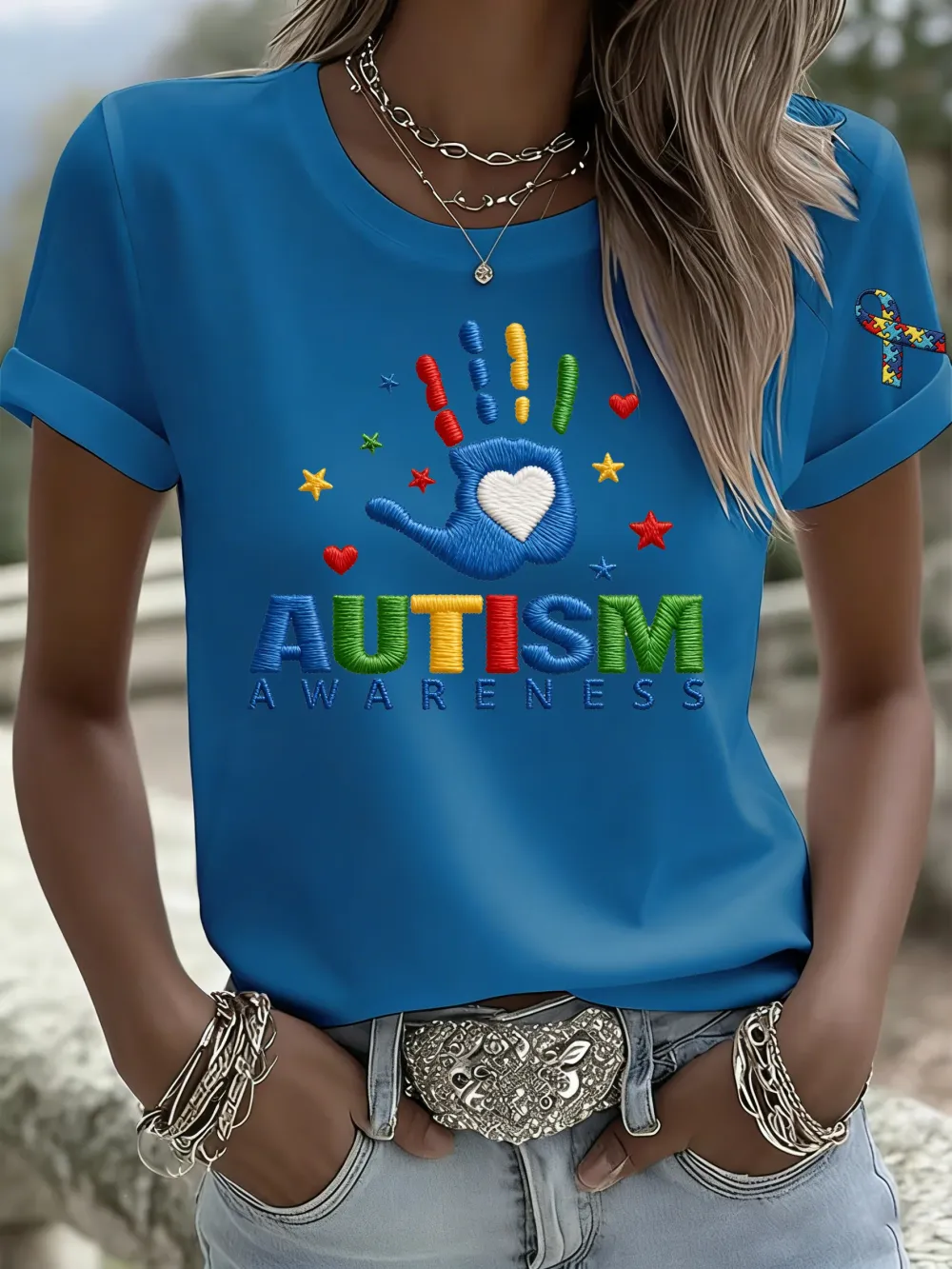 Women'S Casual Autism Awareness Printed T-Shirt