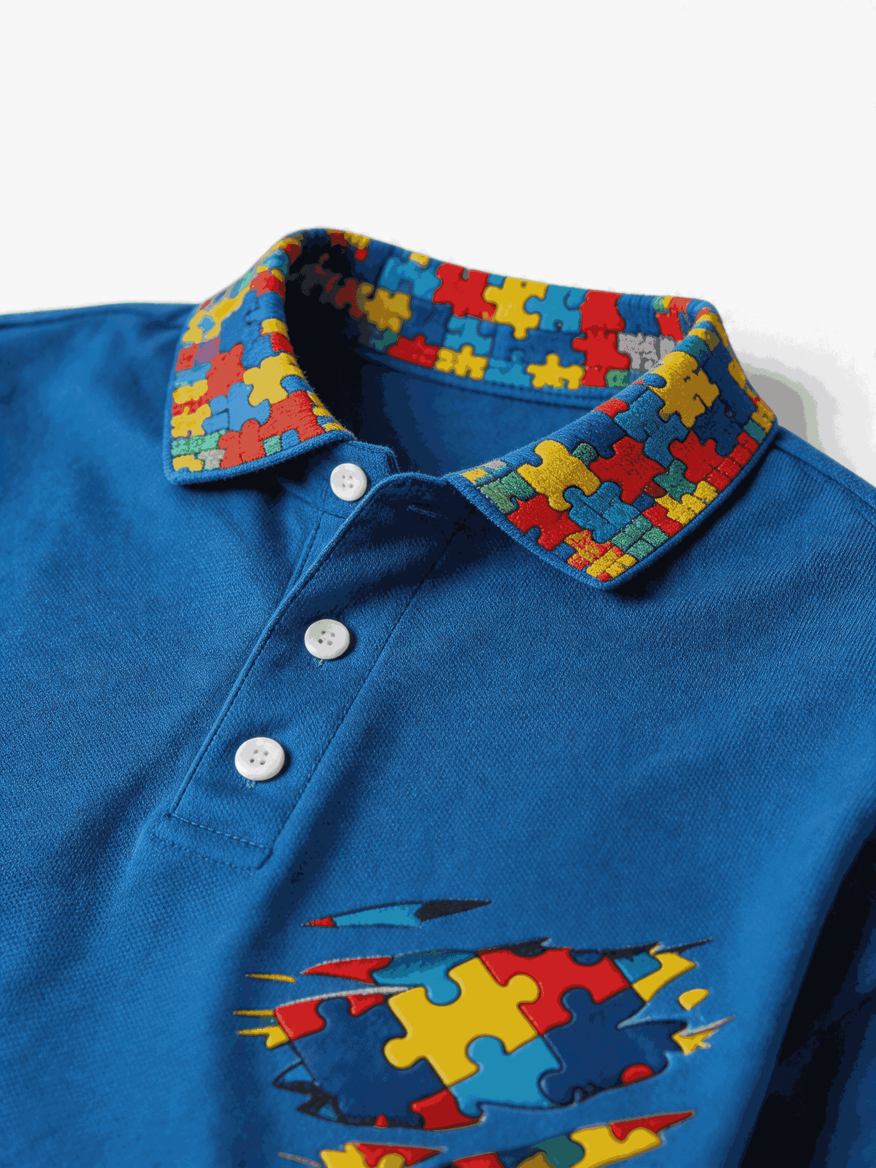 Men's Autism-Themed Printed Polo Shirt